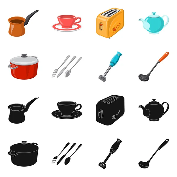Illustrazione vettoriale della cucina e cuoco logo. Collezione di cucina e elettrodomestici simbolo stock per il web . — Vettoriale Stock
