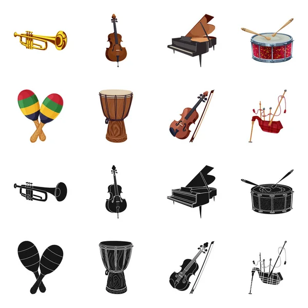 Objeto aislado de música y sintonía. Colección de música e ilustración de vector de stock de herramientas . — Vector de stock