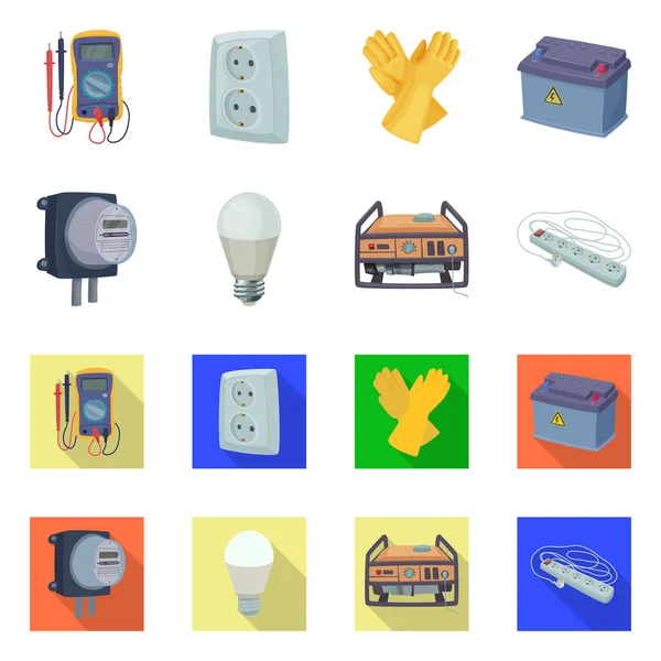 Ilustracja wektorowa energii elektrycznej i elektryczne znak. Kolekcja energii elektrycznej oraz symbol giełdowy dla sieci web. — Wektor stockowy