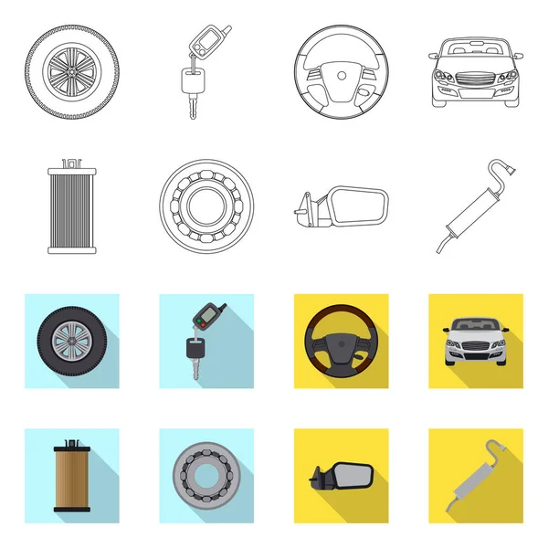 Izolovaný objekt auto a části ikony. Kolekce z auto a car burzovní symbol pro web. — Stockový vektor