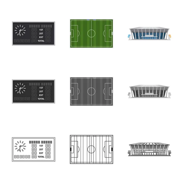 Conception vectorielle du logo du football et de l'équipement. Collection d'illustration vectorielle de stock de soccer et tournoi . — Image vectorielle