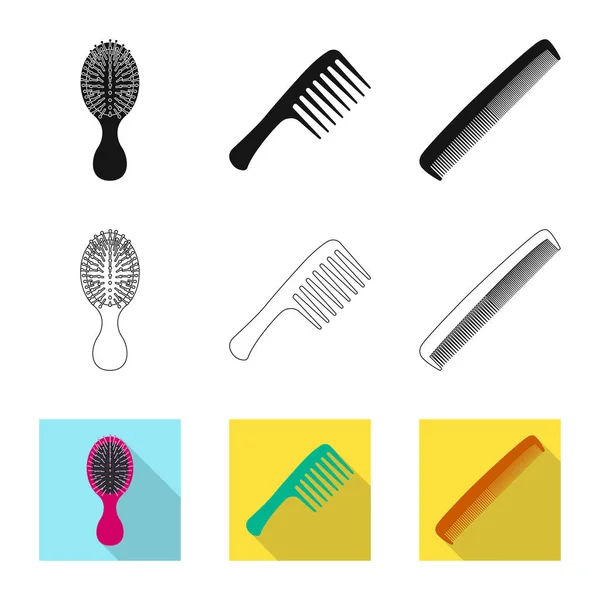 Objeto isolado de pincel e símbolo de cabelo. Conjunto de escova e escova de cabelo estoque vetor ilustração . —  Vetores de Stock
