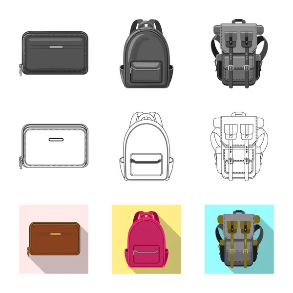 Geïsoleerde object van pictogram koffer en bagage. Set koffer en reis voorraad vectorillustratie. — Stockvector