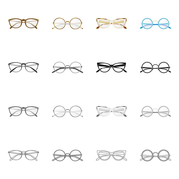 Na białym tle obiekt okulary i ramki symbolu. Kolekcja okulary i akcesoria symbol giełdowy dla sieci web. — Wektor stockowy
