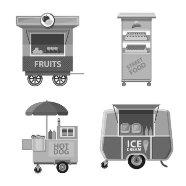 Piyasa ve dış sembol yalıtılmış nesne. Market ve gıda hisse senedi vektör çizim topluluğu.