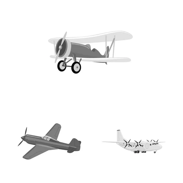 Vektordesign von Flugzeug und Transportlogo. Set von Flugzeug und Himmelsvektorillustration. — Stockvektor