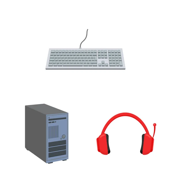 Design vettoriale del computer portatile e del simbolo del dispositivo. Raccolta di icone vettoriali per laptop e server per magazzino . — Vettoriale Stock