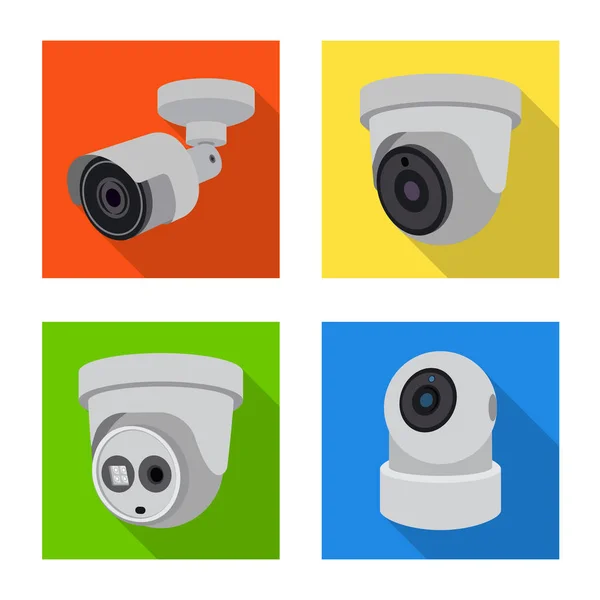 Vector ontwerp van cctv en camera icoon. Collectie van cctv en systeem aandelensymbool voor web. — Stockvector