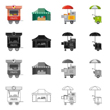 Piyasa ve dış sembol yalıtılmış nesne. Hisse senedi için Pazar ve gıda vektör simge kümesi.