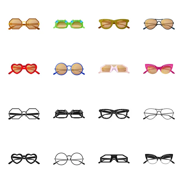 Diseño vectorial de gafas y gafas de sol icono. Colección de gafas y símbolo de stock accesorio para web . — Vector de stock