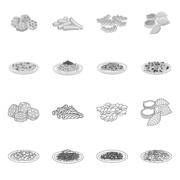 Diseño vectorial del logotipo de pasta y carbohidratos. Colección de pasta y macarrones símbolo de stock para web . — Archivo Imágenes Vectoriales