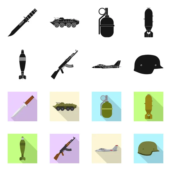 Απομονωμένο αντικείμενο του σημείου όπλο και όπλο. Συλλογή των όπλων και στρατού σύμβολο μετοχής για το web. — Διανυσματικό Αρχείο
