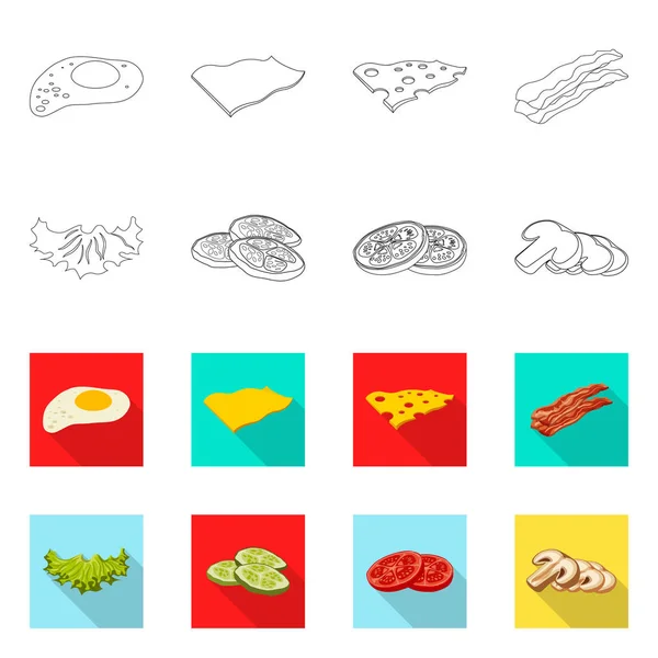 Ilustración vectorial del logotipo de hamburguesa y sándwich. Colección de hamburguesas y rebanadas de papel símbolo para web . — Vector de stock