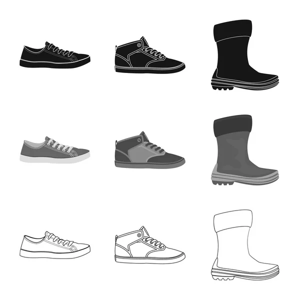 Objeto aislado de zapato y signo de calzado. Colección de zapatos y pies stock vector ilustración . — Archivo Imágenes Vectoriales