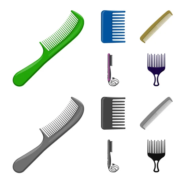 Design vettoriale del pennello e del logo dei capelli. Set di pennello e spazzola per capelli simbolo stock per il web . — Vettoriale Stock
