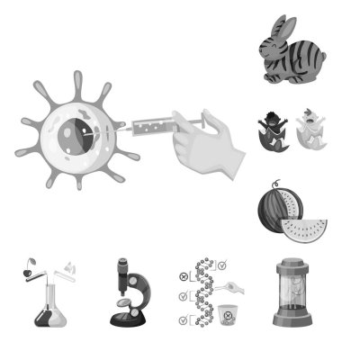 Transgenik ve organik logo vektör illüstrasyon. Stok için transgenik ve sentetik vektör simgesi seti.