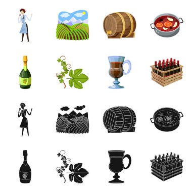 Çiftlik ve bağ işareti vektör Illustration. Çiftlik ve ürün stok vektör çizim seti.