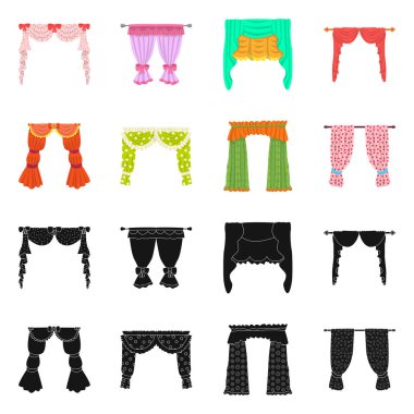 Perde ve perdeler simge vektör tasarımı. Set perde ve Panjur vektör simgesi stok için.