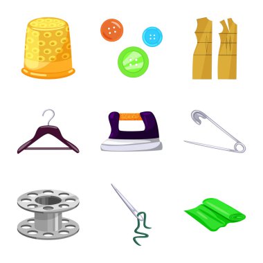 Atölye ve dikiş logosu izole nesne. Atölye ve terzilik stok vektör çizim koleksiyonu.