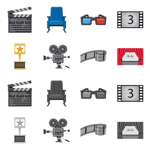 Geïsoleerde object van televisie en filmen pictogram. Collectie van televisie en het beurssymbool voor web bekijken. — Stockvector