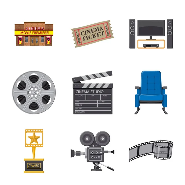 Oggetto isolato di cinema e teatro logo. Collezione di cinema e intrattenimento stock symbol per il web . — Vettoriale Stock