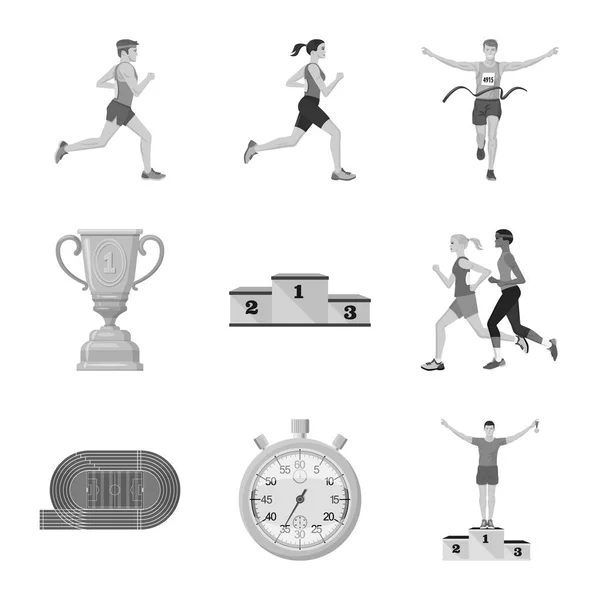 Diseño vectorial de éxito e icono de maratón. Colección de éxito e ilustración del vector de stock ganador . — Vector de stock