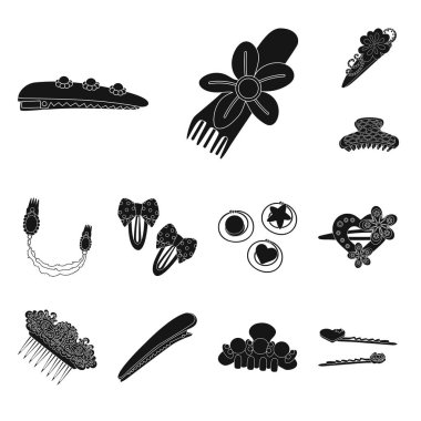 Saç modeli ve kadın simgesi izole nesne. Set saç ve saç vektör simgesi stok için.
