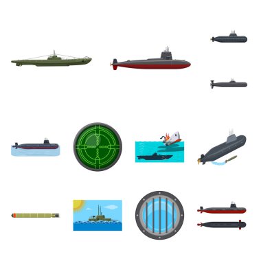 Isolated object of boat and navy sign. Collection of boat and deep   stock symbol for web. clipart