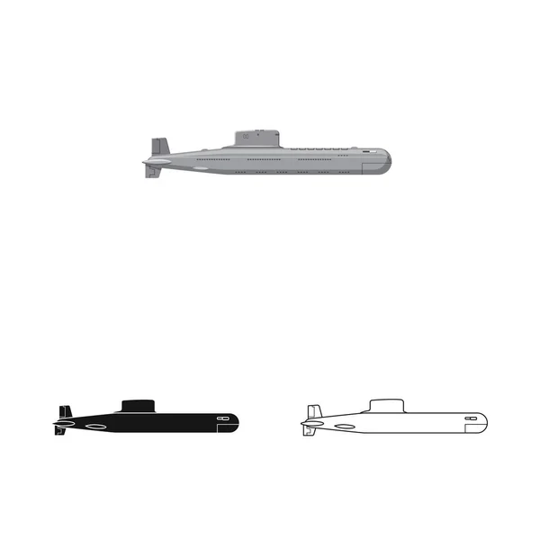 Oggetto isolato di guerra e simbolo della nave. Serie di illustrazione vettoriale della flotta e della guerra . — Vettoriale Stock