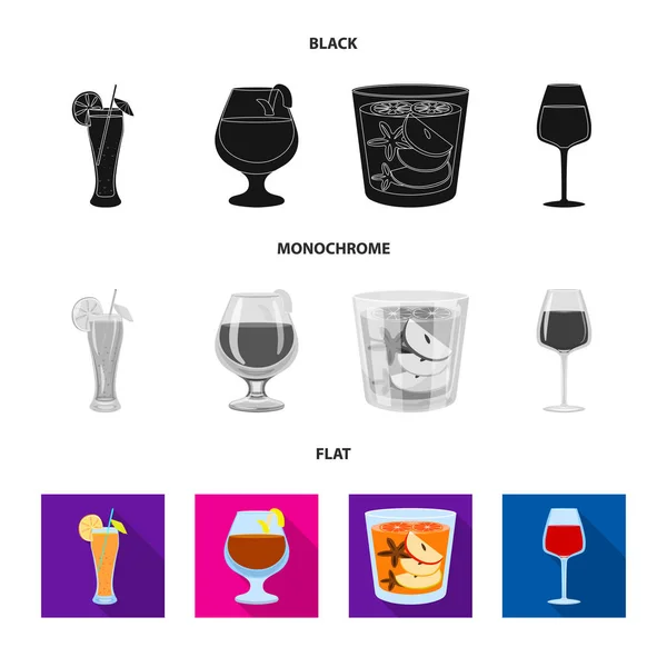 Ilustração vetorial do sinal de bebidas e restaurantes. Conjunto de licor e ingrediente estoque símbolo para web . —  Vetores de Stock