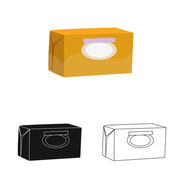 Ilustración vectorial del icono de mantequilla y paquete. Colección de mantequilla y grasa icono vectorial para stock . — Vector de stock