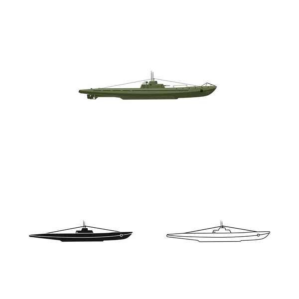 Vektorillustration av krig och fartyget ikonen. Samling av krig och flottan lager vektorillustration. — Stock vektor