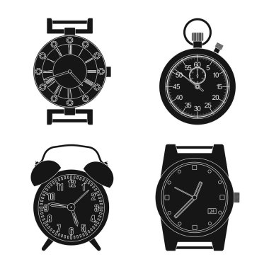 Saat ve saat simge vektör Illustration. Hisse senedi için saat ve daire vektör simge kümesi.