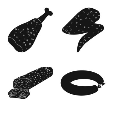 İşareti et ve ham izole nesne. Et ve hisse senedi için pişirme vektör ikon koleksiyonu.