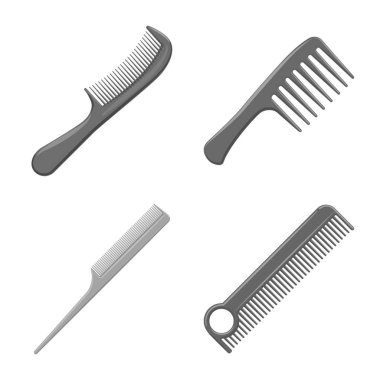 Fırça ve saç simge vektör Illustration. Fırça ve saç fırçası hisse senedi vektör çizim seti.