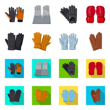 Eldiven ve kış logo yalıtılmış nesne. Hisse senedi için eldiven ve ekipman vektör simge kümesi.