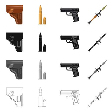 Silah ve silah işareti tasarımını vektör. Silah ve ordu hisse senedi vektör çizim seti.
