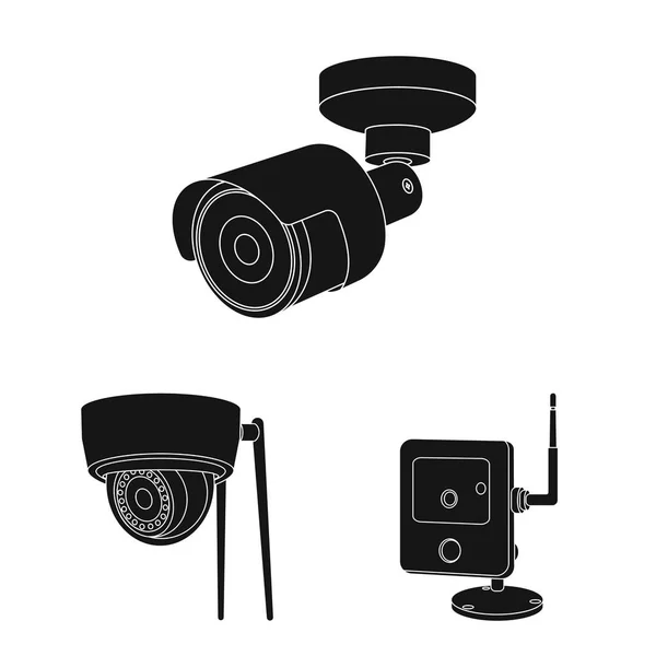 Isoliertes Objekt von cctv und Kamerazeichen. Set von cctv und System-Vektor-Symbol für Aktien. — Stockvektor