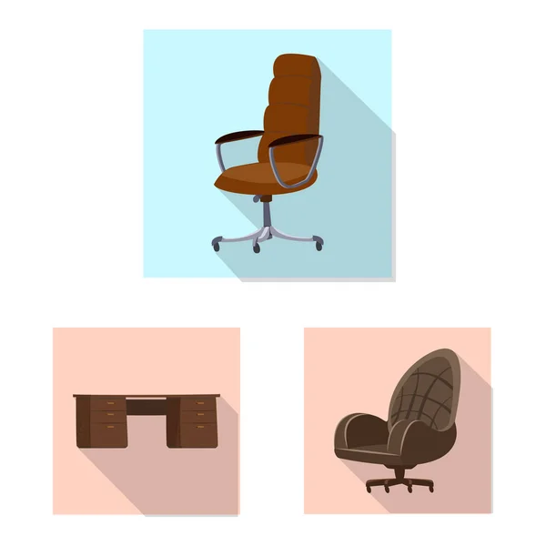 Elkülönített objektum bútorok és a munka jelképe. Bútor és lakberendezési tőzsdei szimbólum a web gyűjteménye. — Stock Vector
