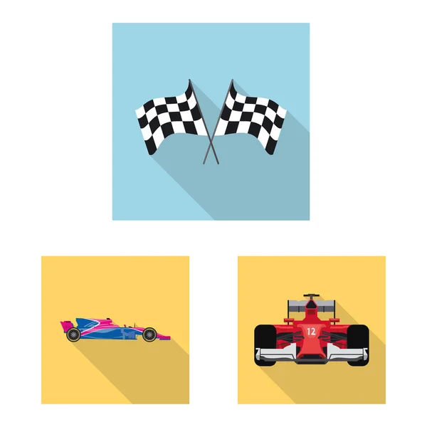 Diseño vectorial del coche y el icono del rally. Colección de coche y la raza icono de vectores para la acción . — Vector de stock
