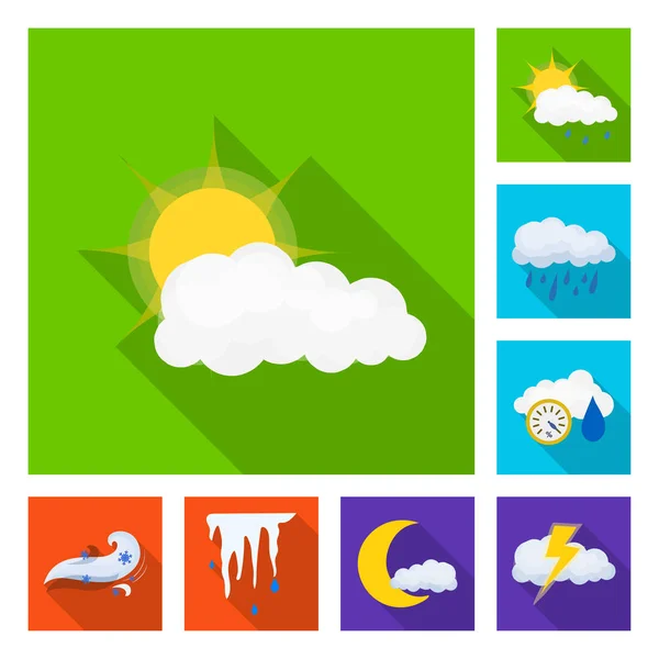 Vektordarstellung von Wetter- und Klimazeichen. Sammlung von Wetter- und Wolkenvektorsymbolen für Aktien. — Stockvektor