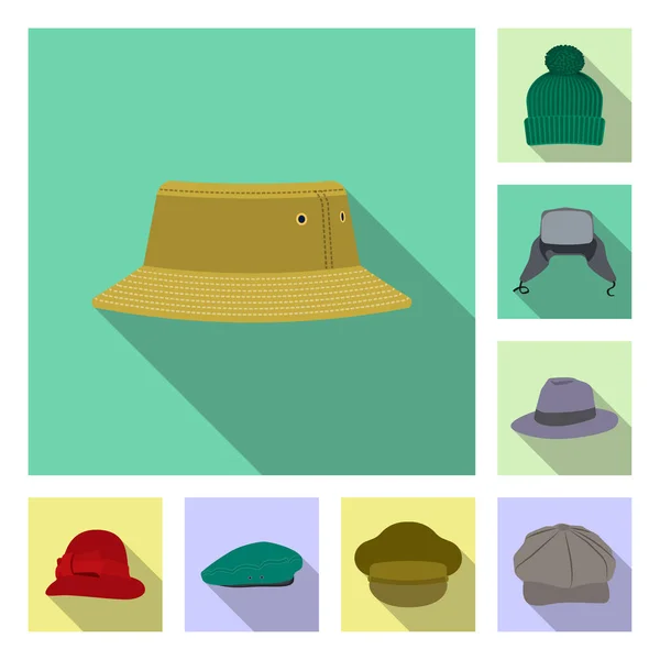 Ilustración vectorial de la marca de sombreros y gorras. Conjunto de sombreros y accesorios stock vector ilustración . — Vector de stock