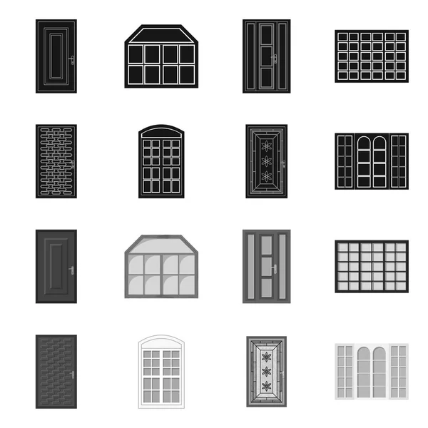 Conception vectorielle de la porte et du symbole avant. Collection de porte et symbole de stock en bois pour toile . — Image vectorielle
