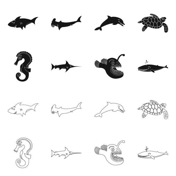 Векторный дизайн морского и животного логотипа. Набор морских и морских символов для паутины . — стоковый вектор