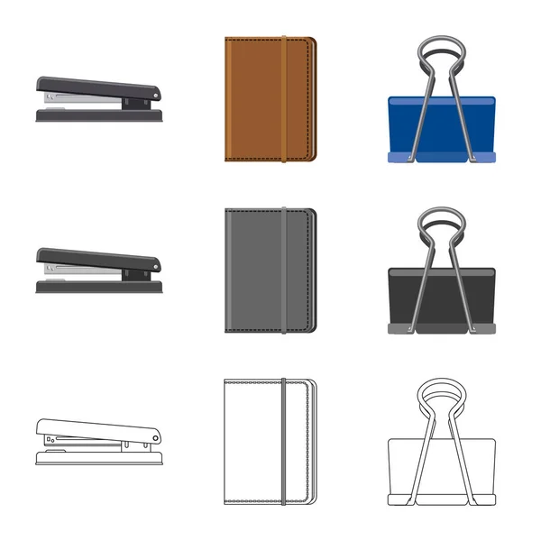 Illustration vectorielle du symbole de bureau et d'approvisionnement. Collecte de symboles de bureau et de stock scolaire pour le web . — Image vectorielle