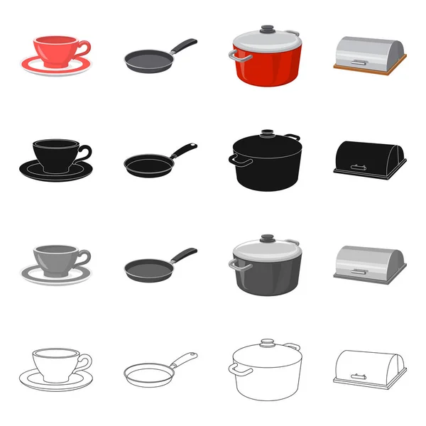 Design vettoriale della cucina e icona cuoco. Set di cucina e elettrodomestici simbolo stock per il web . — Vettoriale Stock