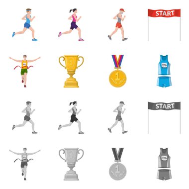 Spor ve kazanan işareti vektör tasarımı. Spor ve fitness hisse senedi simgesi web için kümesi.