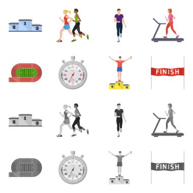 Spor ve kazanan logo vektör tasarımı. Spor ve fitness hisse senedi simgesi web için kümesi.