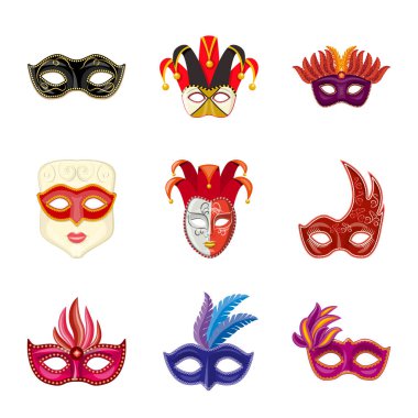 Karnaval ve tiyatro sembolü izole nesne. Web için karnaval ve gizem stok sembolü Koleksiyonu.