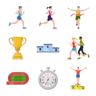 Adım ve sprint işaretivektör tasarımı. Adım ve sprinter stok vektör illüstrasyon seti.